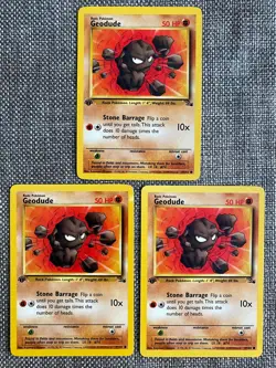 Geodude 1999 Pokemon TCG Fossil Set 1st Edition #47/62 (x3) - Near Mint - Image 1