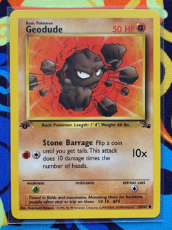 Geodude 47/62 (Fossil Set) *NM* -1st Edition Non Holo- Pokemon TCG - Image 1