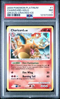 2009 POKEMON PLATINUM ARCEUS 1/99 CHARIZARD CRACKED ICE PSA 7 NEAR MINT - Image 1