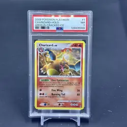 2009 POKEMON PLATINUM ARCEUS 1/99 CHARIZARD CRACKED ICE PSA 7 NEAR MINT J2 - Image 1