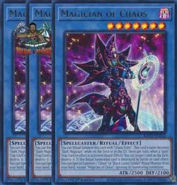 Yugioh! 3x Magician of Chaos MP25-EN266 Ultra Rare 1st Ed NM - Image 1