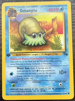 1st Edition Omanyte 52/62 Pokemon TCG WOTC Base Set Fossil MINT - Image 1