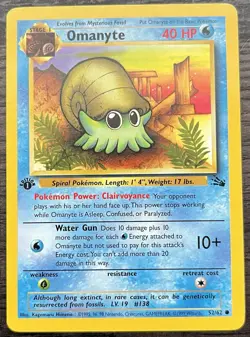 1st Edition Omanyte 52/62 Pokemon TCG WOTC Base Set Fossil MINT - Image 1