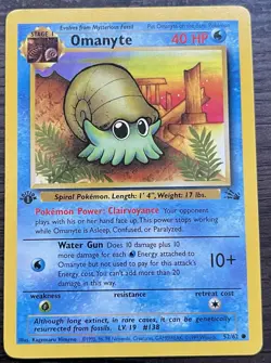 1st Edition Omanyte 52/62 Pokemon TCG WOTC Base Set Fossil MINT - Image 1