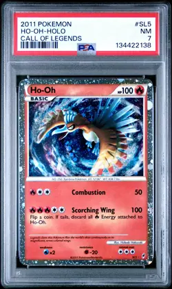 2011 POKEMON CALL OF LEGENDS #SL5 HO-OH-HOLO PSA 7 - Image 1