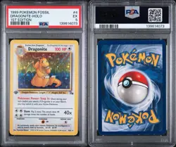 1999 POKEMON FOSSIL 4 DRAGONITE-HOLO 1ST EDITION - PSA 5 - Image 3