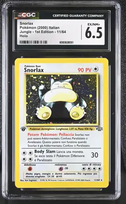 CGC 6.5 ITALIAN Snorlax Jungle 1st Edition 11/64 Holo Pokemon Card - Image 1