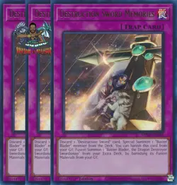 Yugioh! 3x Destruction Sword Memories MP25-EN281 Ultra Rare 1st Ed NM - Image 1
