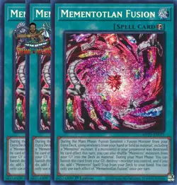 Yugioh! 3x Mementotlan Fusion MP25-EN073 Prismatic Secret Rare 1st Ed NM - Image 1