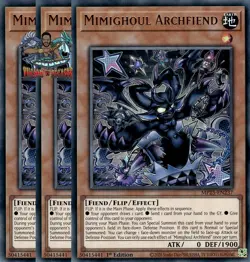 Yugioh! 3x Mimighoul Archfiend MP25-EN237 Ultra Rare 1st Ed NM - Image 1