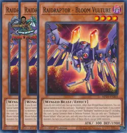 Yugioh! 3x Raidraptor - Bloom Vulture MP25-EN303 Common 1st Ed NM - Image 1