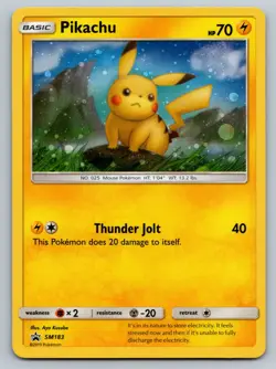Pikachu Sun & Moon Black Star Promo SM183 Pokemon Card Raw Holo LP - Image 1
