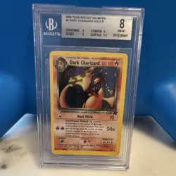 Pokemon Dark Charizard Team Rocket Unlimited 4/82 Holo Beckett 8 - Image 1