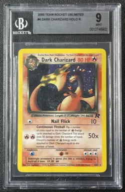 DARK CHARIZARD BGS 9 2000 POKEMON TEAM ROCKET UNLIMITED #4/82 HOLO R 902 - Image 1