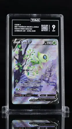 Celebi V 2021 Pokemon SWSH Fusion Strike 245/264 Alternate Art Ultra Rare TAG 10 - Image 1