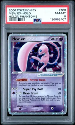 2006 POKEMON EX HOLON PHANTOMS #100 MEW EX-HOLO PSA 8 - Image 1