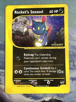 Rocket's Sneasel Winner Stamped 2002 Best of Game #5 Pokemon TCG - Image 1