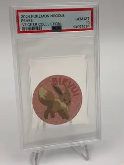 2024 POKEMON NOODLE Sticker Collection EEVEE Sanyo Foods RARE POP2 PSA GEM MT 10 - Image 1