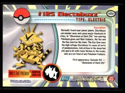 1998 Pokemon TV Animation Edition Topps Foil Blue Logo- Electabuzz #125 - Image 2