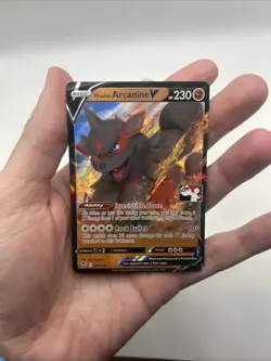 090/195 Hisuian Arcanine V Prize Pack Series Stamped Play Pokemon TCG Silver - Image 3