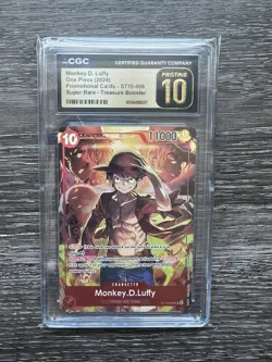 One Piece Monkey.D.Luffy (Treasure Booster Set) ST10-006 Promo CGC Pristine 10 - Image 1