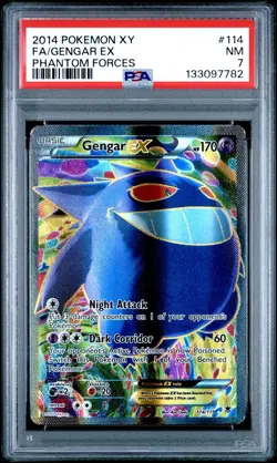 2014 POKEMON XY PHANTOM FORCES #114 FULL ART/GENGAR EX PSA 7 NEAR MINT - Image 1