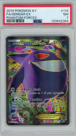 2014 Pokemon XY Phantom Forces FA/Gengar Ex 114/ 115 Full Art PSA 7 - Image 1