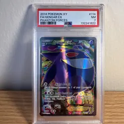 2014 POKEMON XY PHANTOM FORCES #114 FULL ART/GENGAR EX PSA 7 - Image 1