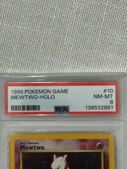 1999 Pokemon Base Set Unlimited #10 Mewtwo Holo Card PSA 8 NM-MT - Image 5