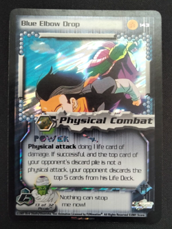 Dragon Ball Z Score CCG UnLimited FOIL CELL SAGA Blue Elbow Drop RARE Card #143 - Image 1