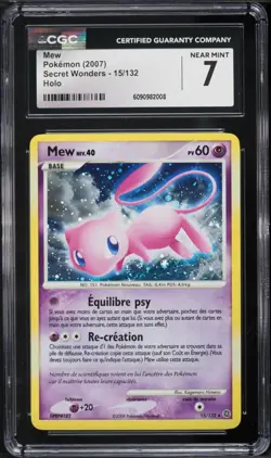 CGC 7 Mew Holo Rare Secret Wonders D&P 2007 Pokemon Card #15 - Image 1