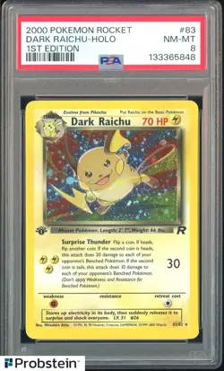 2000 Pokemon Rocket 1st Edition #83 Dark Raichu - Holo PSA 8 NM-MT - Image 1