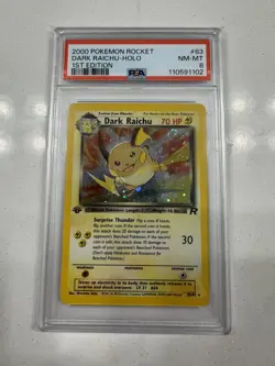 2000 POKEMON ROCKET 1ST ED #83 DARK RAICHU-HOLO PSA 8 - Image 1