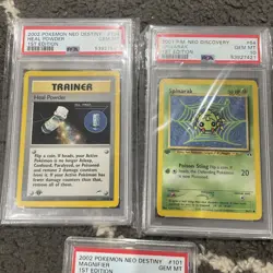 2002 Pokemon Neo Destiny 1st Ed. Magnifier , Heal Power, Spinark Psa 10 For Matc - Image 5