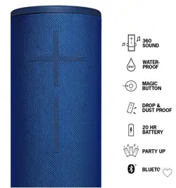 Ultimate Ears UE Megaboom 3 Portable Bluetooth Wireless Speaker Blue W/ Charger - Image 2