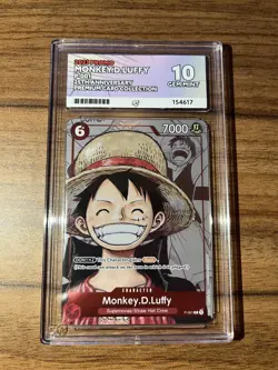 2023 PROMO MONKEY.D.LUFFY P-001 25TH ANNIVERSARY ONE PIECE CARD GAME ACE 10 - Image 1
