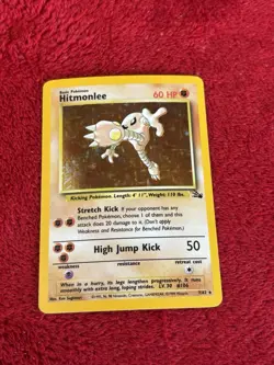 Hitmonlee 7/62 Fossil Holo Wotc Pokemon Card Lp + 1999 - Image 1