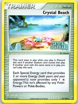 Crystal Beach Reverse Holo 75/100 Crystal Guardians - Pokemon Card - NM - Image 1