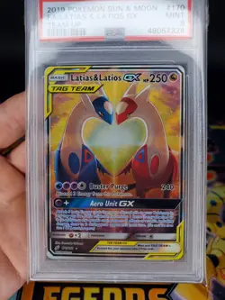 POKEMON SUN & MOON TEAM UP #170 FULL ART/LATIAS & LATIOS GX PSA 9 2019 - Image 3