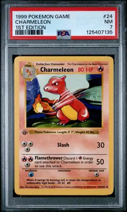 Charmeleon Pokemon 1999 Base Set Shadowless 1st Edition English #24 PSA 7 - Image 1