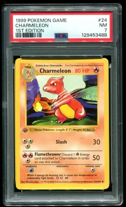 PSA 7 Charmeleon 1st Edition Shadowless Base Set 1999 Pokemon Card #24 - Image 1