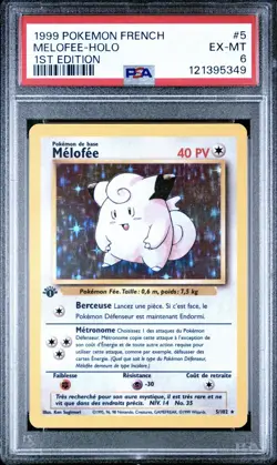 1999 Pokemon FRENCH 1st Edition Base Set Melofee-Clefairy Holo 5/102 PSA 6 EX-MT - Image 1
