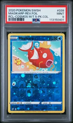 PSA 9 MINT Magikarp 039/192 Reverse COSMOS Holo Pokemon Rebel Clash *Low Pop - Image 1