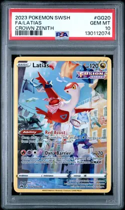 2023 POKEMON SWORD & SHIELD CROWN ZENITH #GG20 FULL ART/LATIAS PSA 10 - Image 1