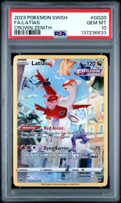 2023 POKEMON SWORD & SHIELD CROWN ZENITH #GG20 FULL ART/LATIAS PSA 10 - Image 1