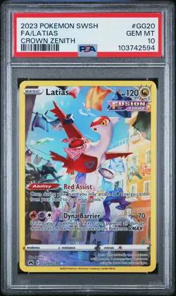 2023 POKEMON SWORD & SHIELD CROWN ZENITH #GG20 FULL ART/LATIAS PSA 10 - Image 1