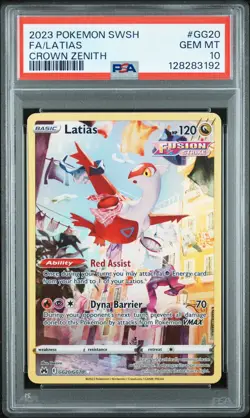 2023 POKEMON SWORD & SHIELD CROWN ZENITH #GG20 FULL ART/LATIAS PSA 10 - Image 1