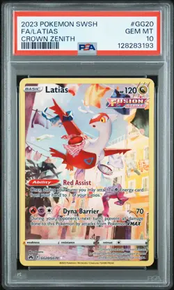 2023 POKEMON SWORD & SHIELD CROWN ZENITH #GG20 FULL ART/LATIAS PSA 10 - Image 1