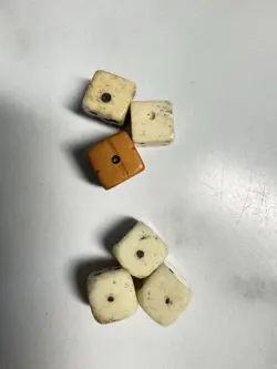 Set Of 6 Miniature Tiny Hand Carved Dice Misc Tiny Board Games Gambling Mahjong - Image 1