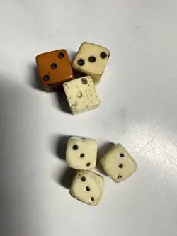 Set Of 6 Miniature Tiny Hand Carved Dice Misc Tiny Board Games Gambling Mahjong - Image 3